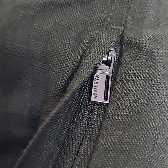 $109 NEW XL ATHLETA LINEN OLIVE GREEN SHORT SLEEVE ZIP POCKET ROMPER EXTRA LARGE - Picture 8 of 14